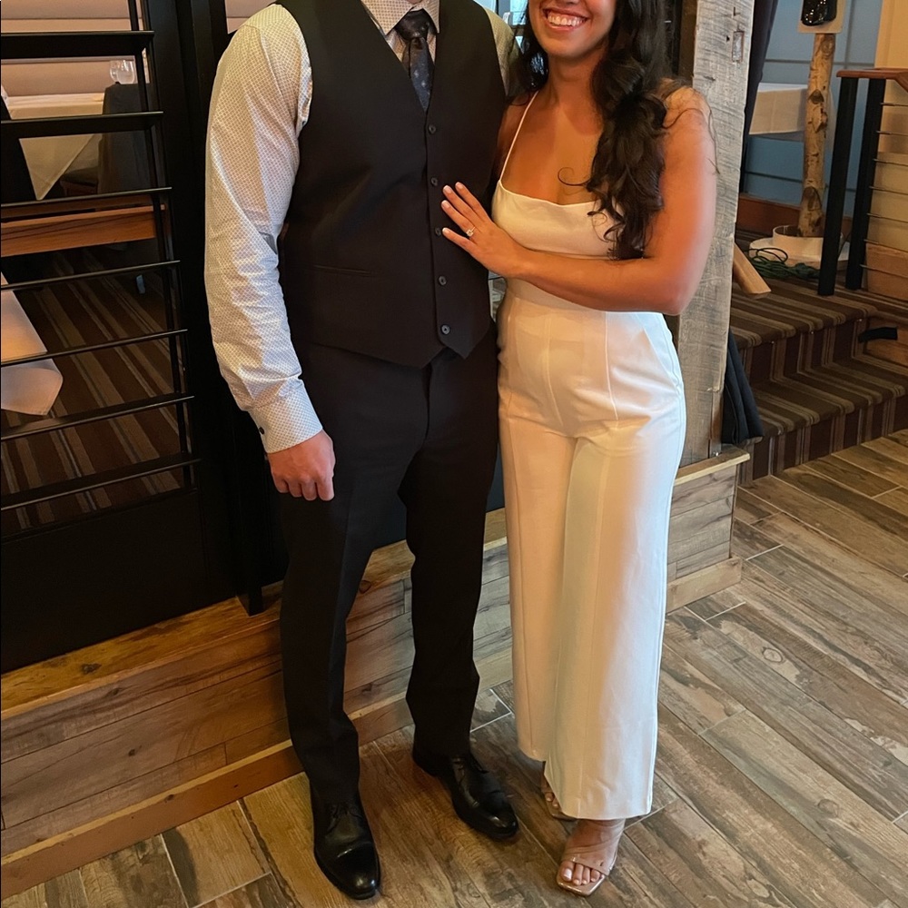 White jumpsuit. Worn once for my rehearsal dinner. - Picture 4 of 4